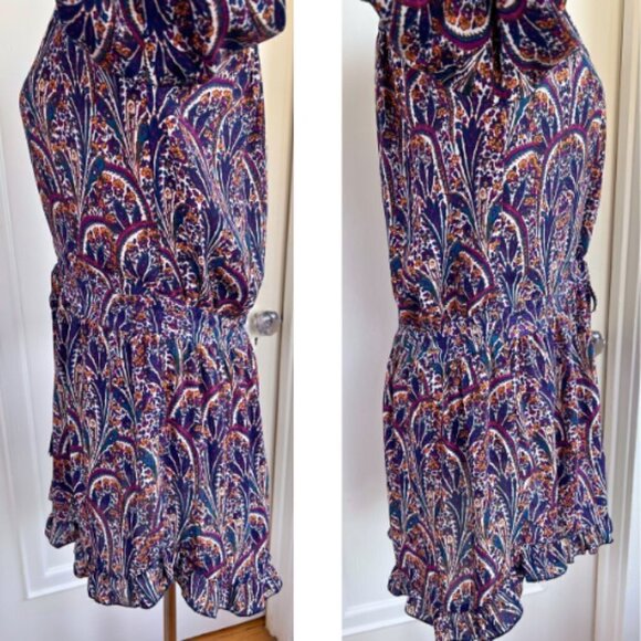 OLIVACEOUS Paisley Tassel Drawstring Dress with Ruffle Hem Size M - Picture 6 of 14